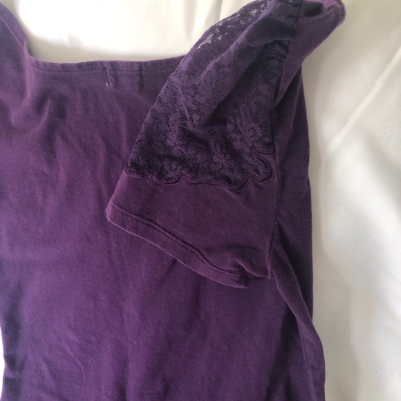Mynk Womens Purple Boatneck Lace Cap Sleeved Top Size L - Picture 3 of 11